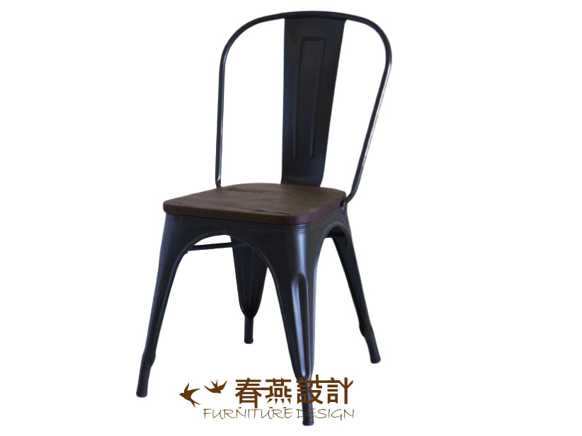 工業風啞光黑實木餐椅 CH0005